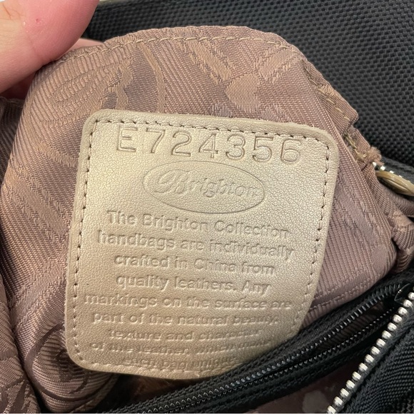 BRIGHTON Python Trimmed Nylon Canvas Shoulder Bag - Black/Brown - Picture 11 of 12